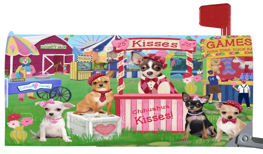 Carnival Kissing Booth Chihuahua Dogs Magnetic Mailbox Cover Both Sides Pet Theme Printed Decorative Letter Box Wrap Case Postbox Thick Magnetic Vinyl Material