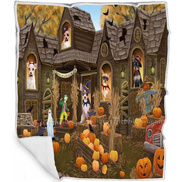 Haunted House Halloween Trick or Treat Chihuahuas Dog Blanket BLNKT93063