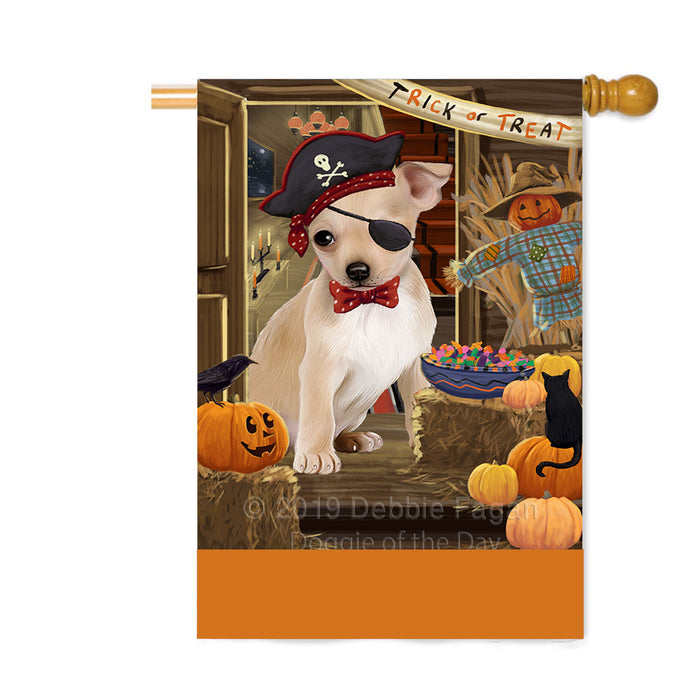 Personalized Enter at Own Risk Trick or Treat Halloween Chihuahua Dog Custom House Flag FLG-DOTD-A59597