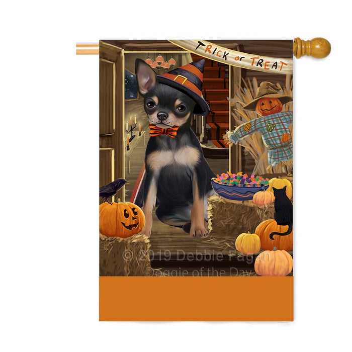 Personalized Enter at Own Risk Trick or Treat Halloween Chihuahua Dog Custom House Flag FLG-DOTD-A59599
