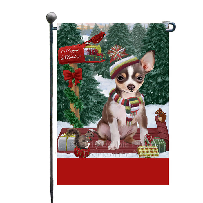Personalized Merry Christmas Woodland Sled  Chihuahua Dog Custom Garden Flags GFLG-DOTD-A61551