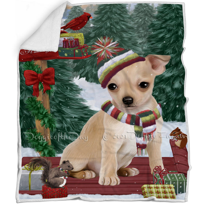 Merry Christmas Woodland Sled Chihuahua Dog Blanket BLNKT113484