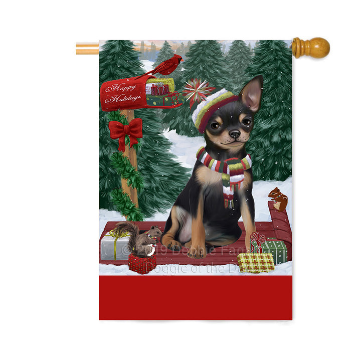 Personalized Merry Christmas Woodland Sled Chihuahua Dog Custom House Flag FLG-DOTD-A61609