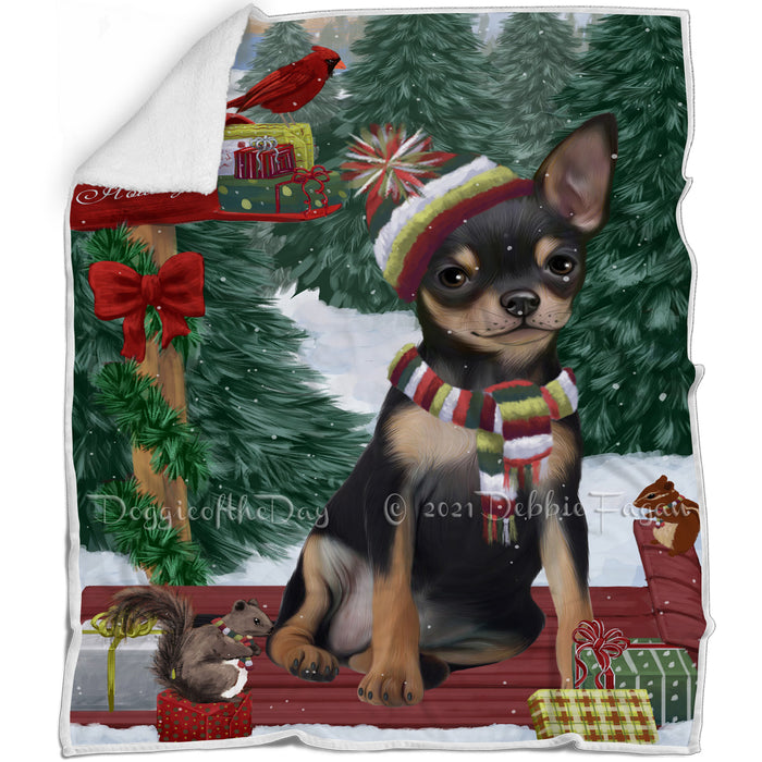 Merry Christmas Woodland Sled Chihuahua Dog Blanket BLNKT113493