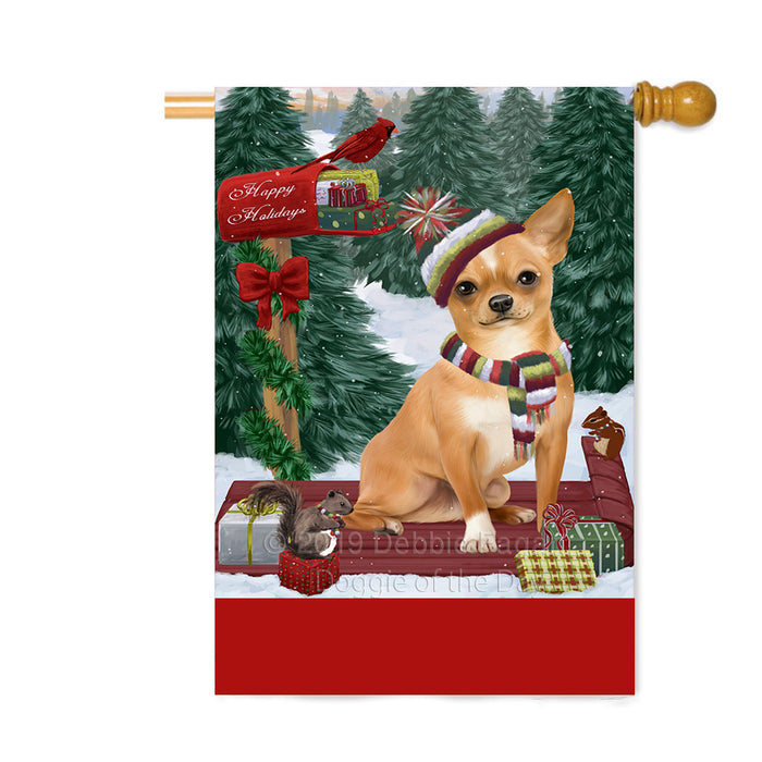 Personalized Merry Christmas Woodland Sled Chihuahua Dog Custom House Flag FLG-DOTD-A61610