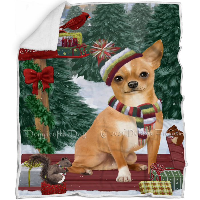 Merry Christmas Woodland Sled Chihuahua Dog Blanket BLNKT113502