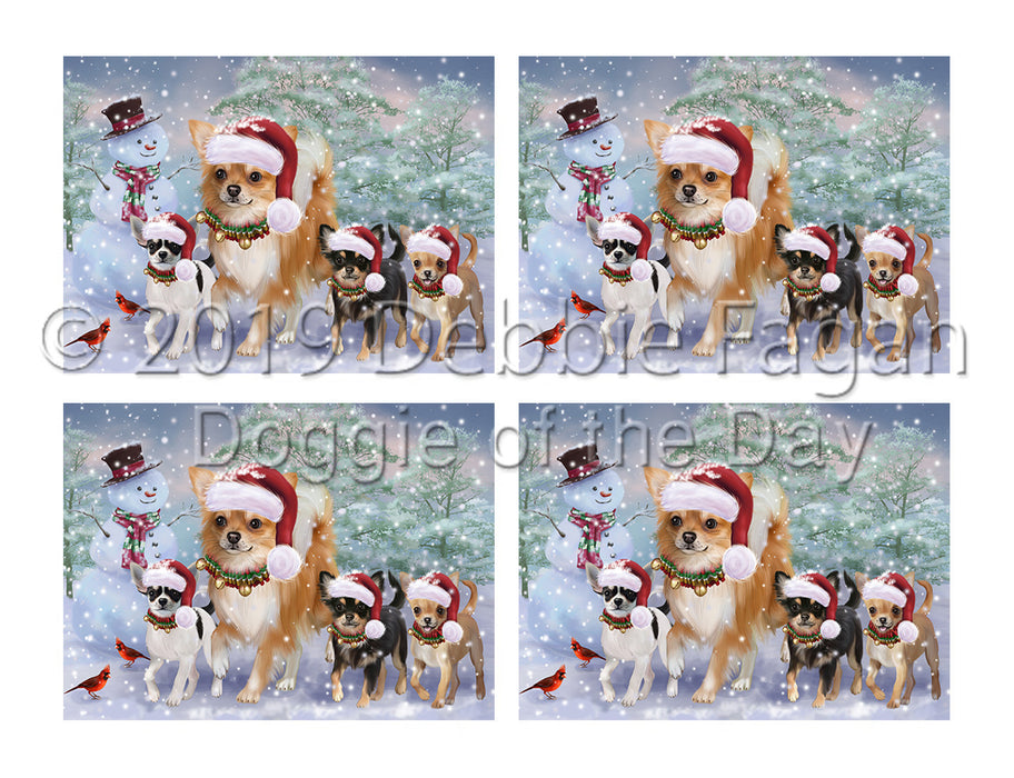 Christmas Running Fammily Chihuahua Dogs Placemat