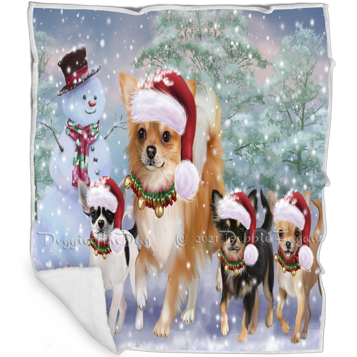 Christmas Running Family Chihuahua Dogs Blanket BLNKT143415