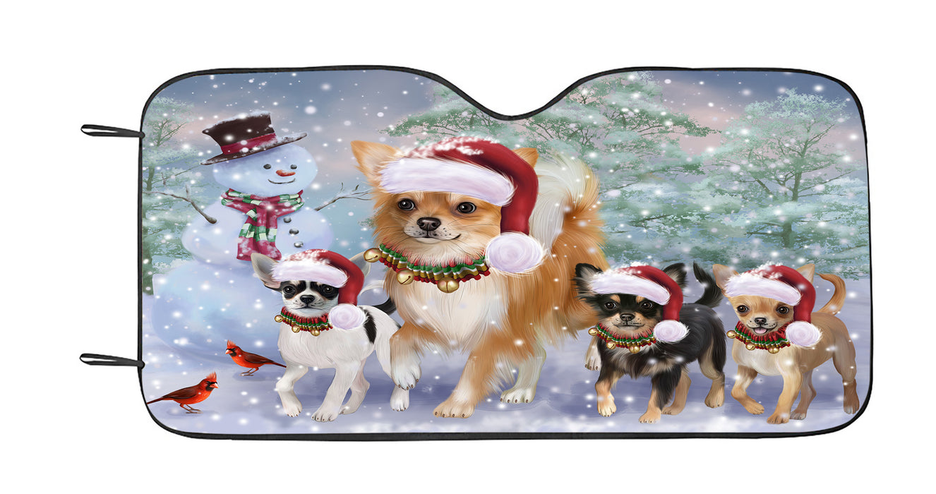 Christmas Running Family Chihuahua Dogs Car Sun Shade