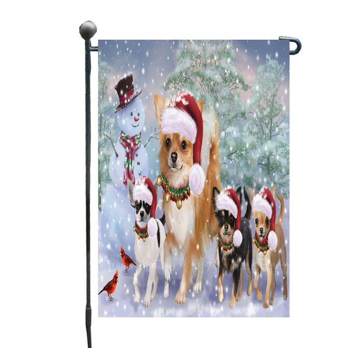 Christmas Running Family Chihuahua Dogs Garden Flags Outdoor Decor for Homes and Gardens Double Sided Garden Yard Spring Decorative Vertical Home Flags Garden Porch Lawn Flag for Decorations