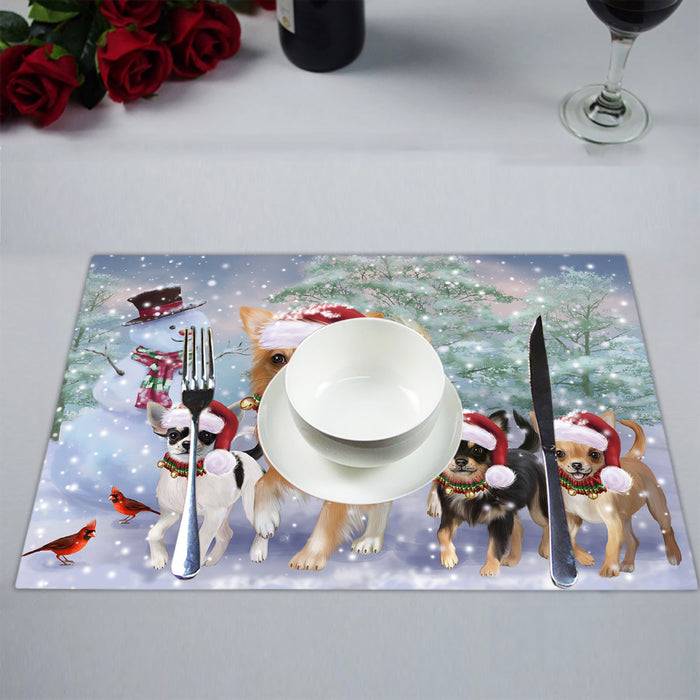 Christmas Running Fammily Chihuahua Dogs Placemat