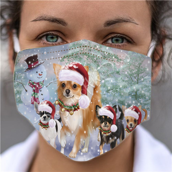 Christmas Running Fammily Chihuahua Dogs Face Mask FM48709