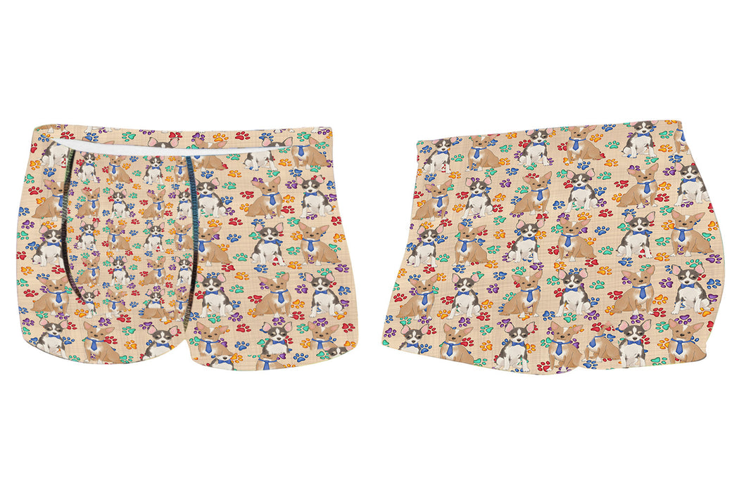 Rainbow Paw Print Chihuahua Dogs BlueMen's All Over Print Boxer Briefs