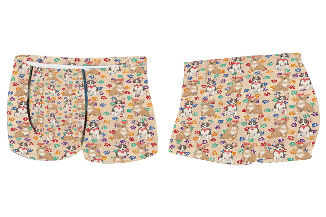 Rainbow Paw Print Chihuahua Dogs RedMen's All Over Print Boxer Briefs