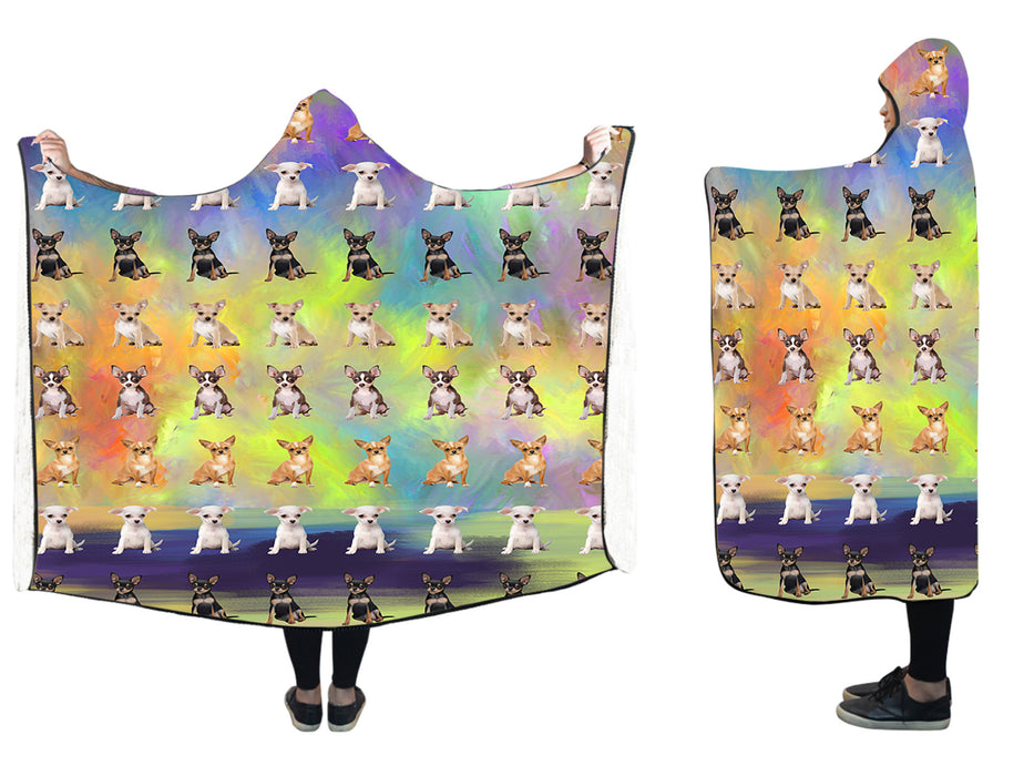 Paradise Wave Chihuahua Dogs  Hooded Blanket 50"x40"
