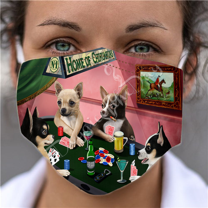 Home of Chihuahua Dogs Playing Poker Face Mask FM49781