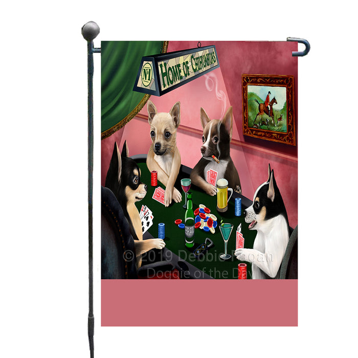 Personalized Home of Chihuahua Dogs Four Dogs Playing Poker Custom Garden Flags GFLG-DOTD-A60257