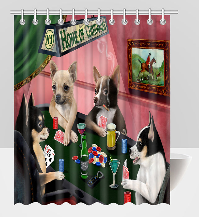 Home of  Chihuahua Dogs Playing Poker Shower Curtain