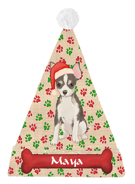 Pet Name Personalized Christmas Paw Print Chesapeake Bay Retriever Dogs Santa Hat
