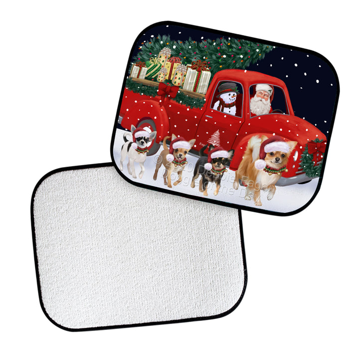 Christmas Express Delivery Red Truck Running Chihuahua Dogs Polyester Anti-Slip Vehicle Carpet Car Floor Mats  CFM49447