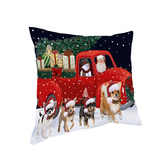 Christmas Express Delivery Red Truck Running Chihuahua Dogs Pillow PIL86040