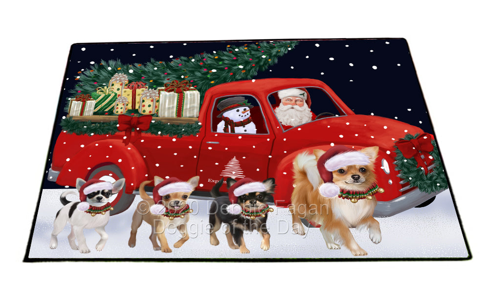 Christmas Express Delivery Red Truck Running Chihuahua Dogs Indoor/Outdoor Welcome Floormat - Premium Quality Washable Anti-Slip Doormat Rug FLMS56590