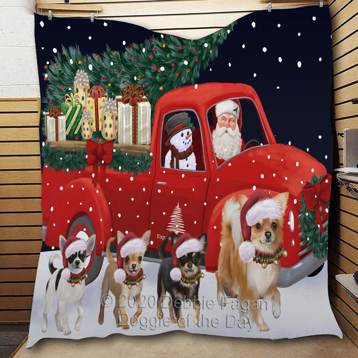 Christmas Express Delivery Red Truck Running Chesapeake Bay Retriever Dogs Lightweight Soft Bedspread Coverlet Bedding Quilt QUILT59851
