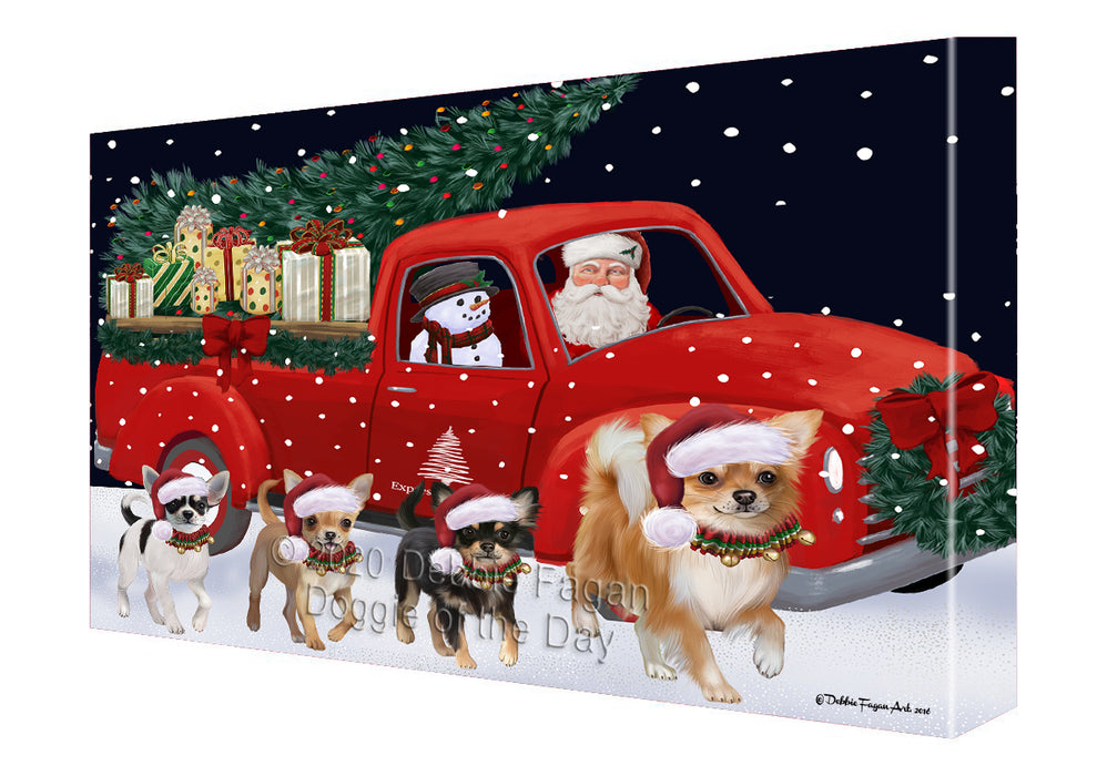 Christmas Express Delivery Red Truck Running Chihuahua Dogs Canvas Print Wall Art Décor CVS145988