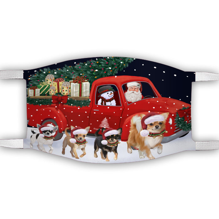 Christmas Express Delivery Red Truck Running Chihuahua Dogs Face Mask FM49858