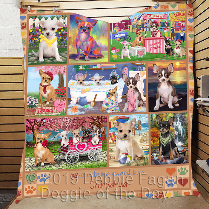 Love is Being Owned Chihuahua Dog Beige Quilt