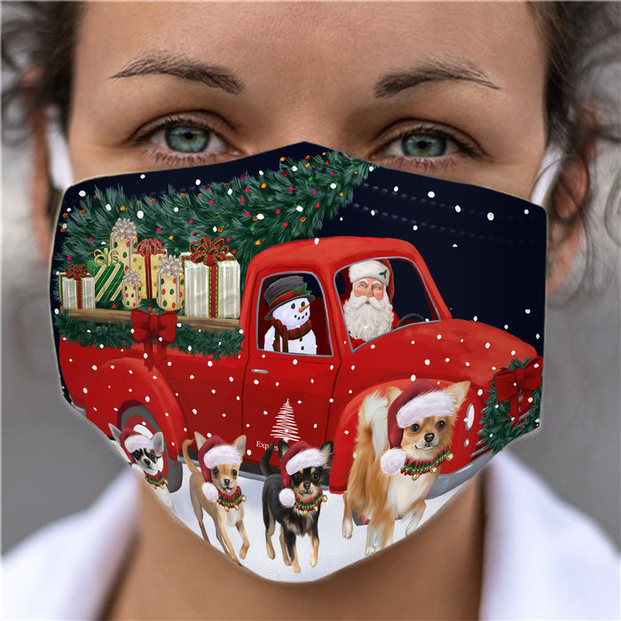 Christmas Express Delivery Red Truck Running Chihuahua Dogs Face Mask FM49858