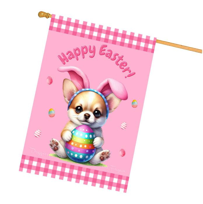 Chihuahua Dog Easter Day House Flags with Multi Design - Double Sided Easter Festival Gift for Home Decoration  - Holiday Dogs Flag Decor 28" x 40"