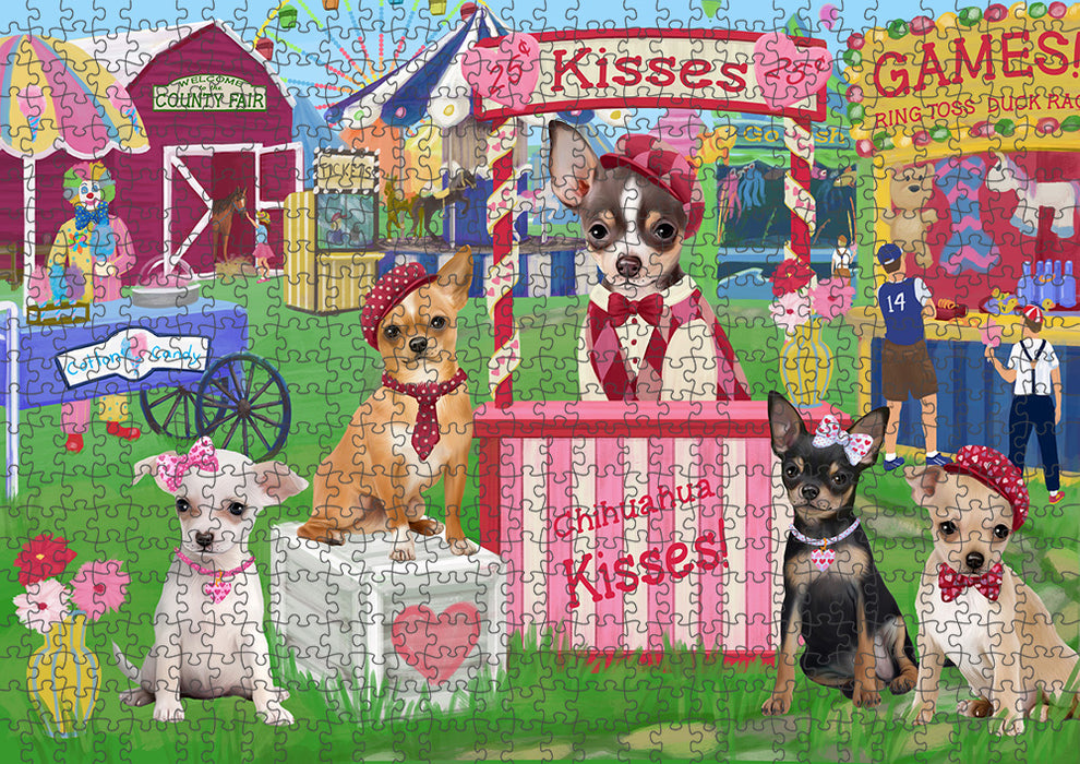 Carnival Kissing Booth Chihuahuas Dog Puzzle with Photo Tin PUZL93344