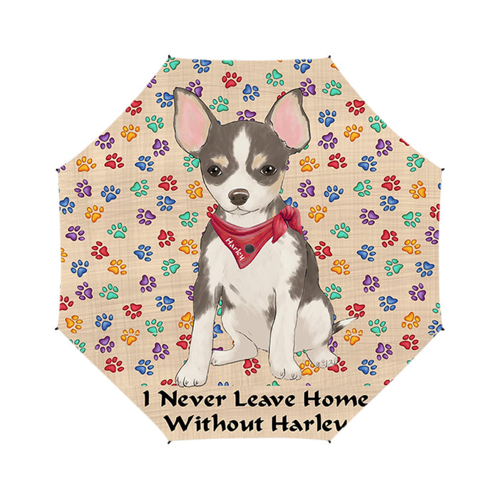 Custom Pet Name Personalized I never Leave Home Chihuahua Dog Semi-Automatic Foldable Umbrella