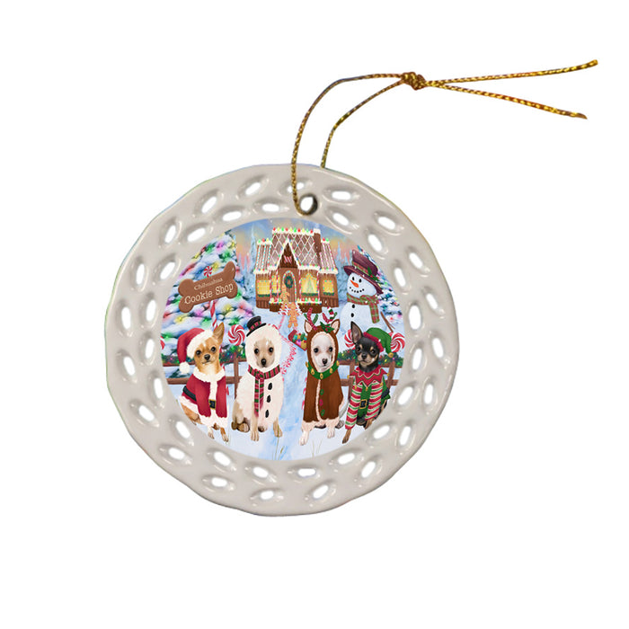 Holiday Gingerbread Cookie Shop Chihuahuas Dog Ceramic Doily Ornament DPOR56748