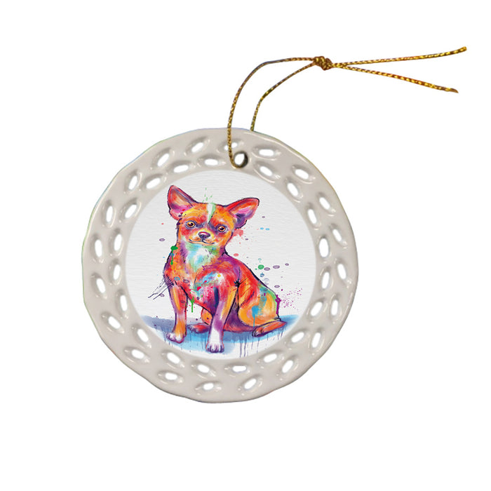 Watercolor Chihuahua Dog Ceramic Doily Ornament DPOR57376