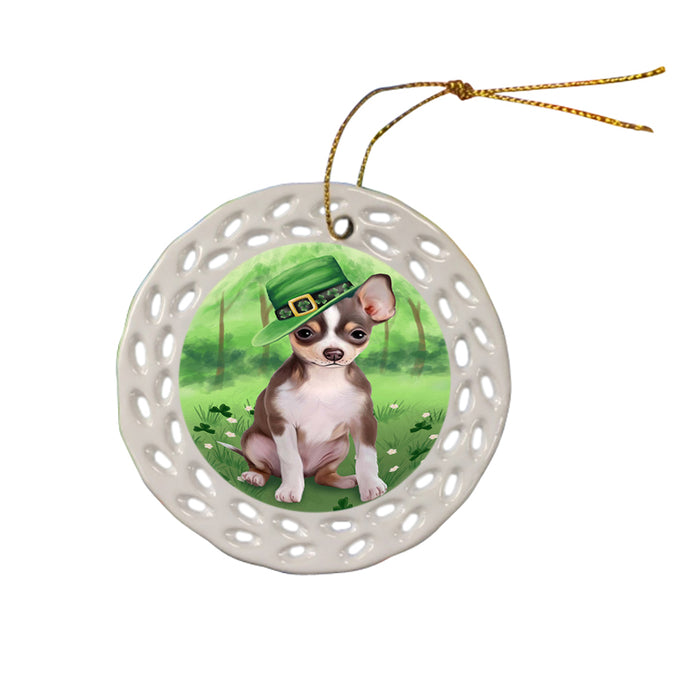 St. Patricks Day Irish Portrait Chihuahua Dog Ceramic Doily Ornament DPOR48774