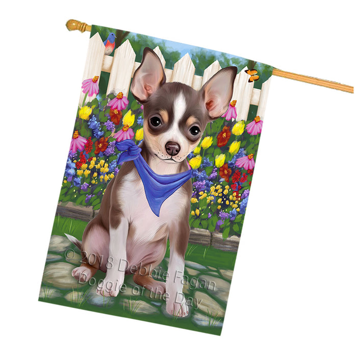 Spring Floral Chihuahua Dog House Flag FLG49814