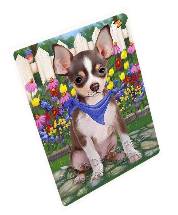 Spring Floral Chihuahua Dog Tempered Cutting Board C53415