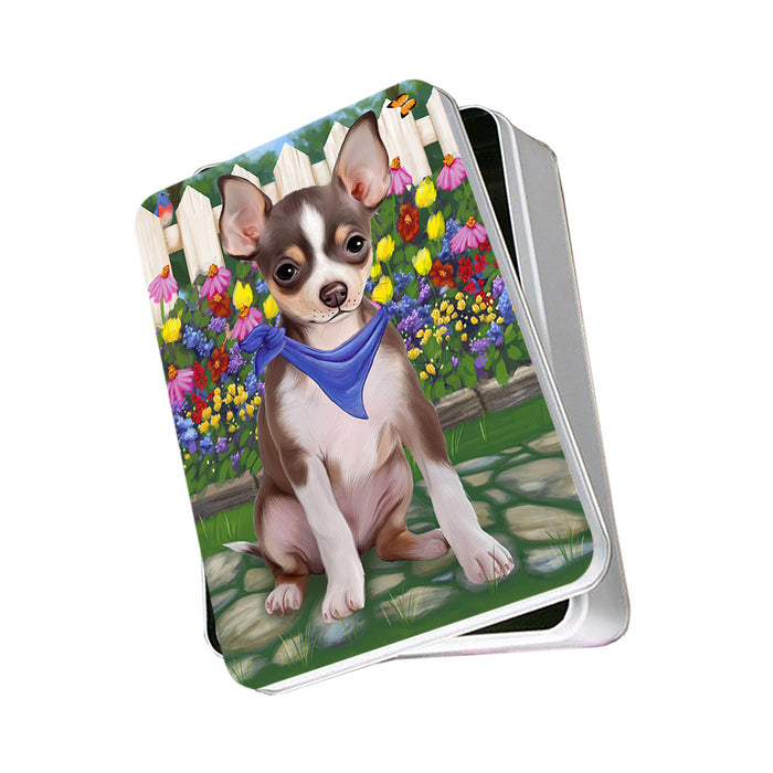 Spring Floral Chihuahua Dog Photo Storage Tin PITN49849