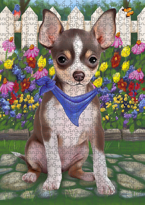 Spring Floral Chihuahua Dog Puzzle with Photo Tin PUZL53253