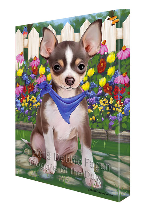 Spring Floral Chihuahua Dog Canvas Wall Art CVS64393