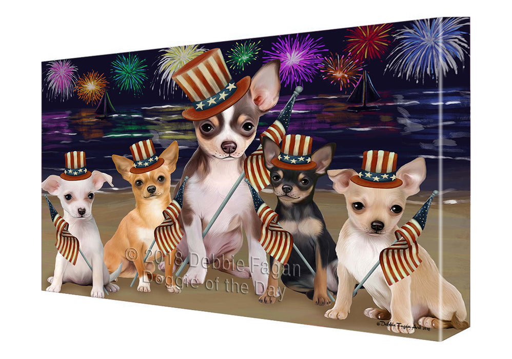 4th of July Independence Day Firework Chihuahuas Dog Canvas Wall Art CVS55515