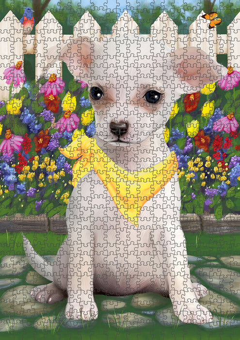 Spring Floral Chihuahua Dog Puzzle with Photo Tin PUZL53259