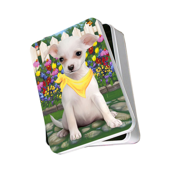 Spring Floral Chihuahua Dog Photo Storage Tin PITN49851