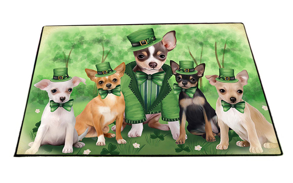 St. Patricks Day Irish Family Portrait Chihuahuas Dog Floormat FLMS49322 Floormat FLMS49335