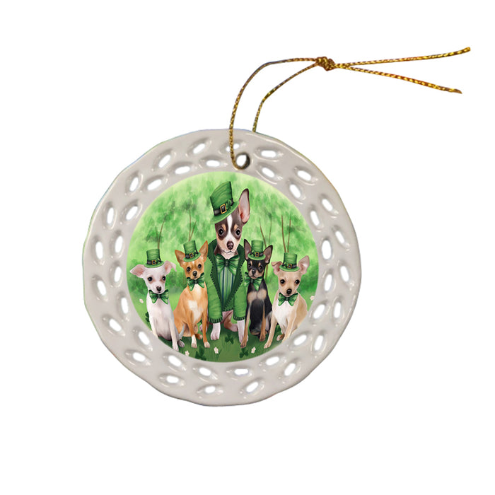 St. Patricks Day Irish Family Portrait Chihuahuas Dog Ceramic Doily Ornament DPOR48777