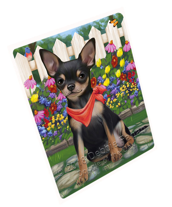 Spring Floral Chihuahua Dog Tempered Cutting Board C53424
