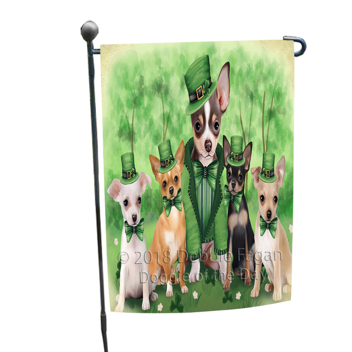 St. Patricks Day Irish Family Portrait Chihuahuas Dog Garden Flag GFLG48686