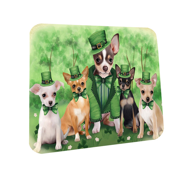 St. Patricks Day Irish Family Portrait Chihuahuas Dog Coasters Set of 4 CST48736